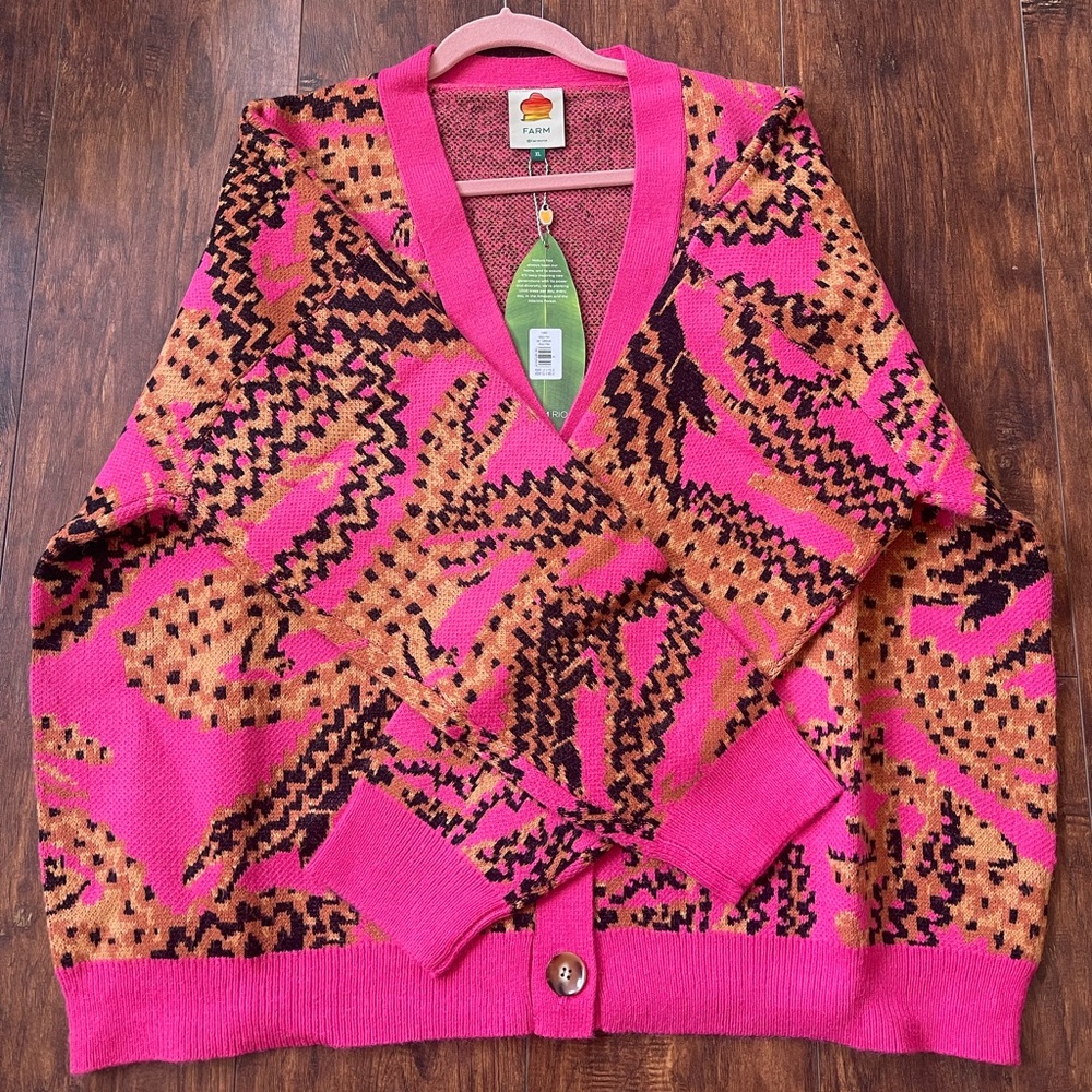 Farm Rio Pink Croco Knit Cardigan